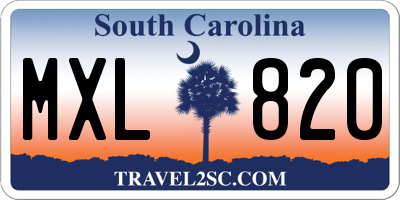 SC license plate MXL820