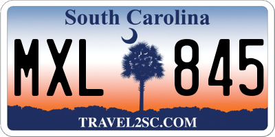 SC license plate MXL845