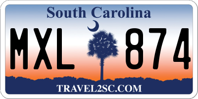 SC license plate MXL874