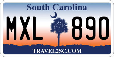 SC license plate MXL890