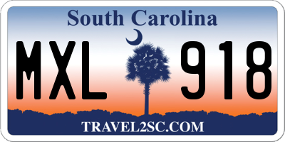SC license plate MXL918