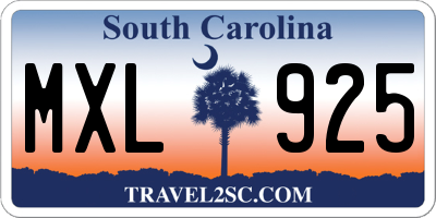 SC license plate MXL925