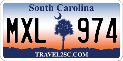 SC license plate MXL974