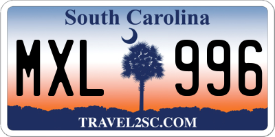 SC license plate MXL996