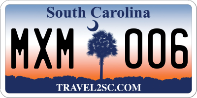 SC license plate MXM006