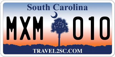 SC license plate MXM010