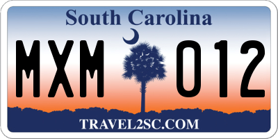 SC license plate MXM012