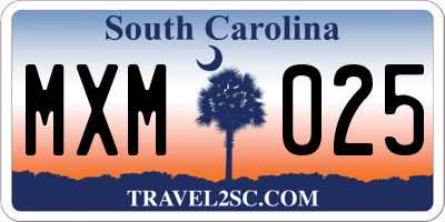 SC license plate MXM025