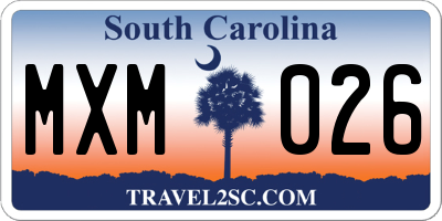 SC license plate MXM026