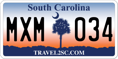 SC license plate MXM034