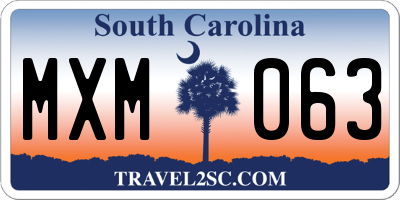 SC license plate MXM063