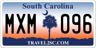 SC license plate MXM096