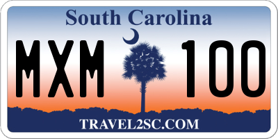 SC license plate MXM100