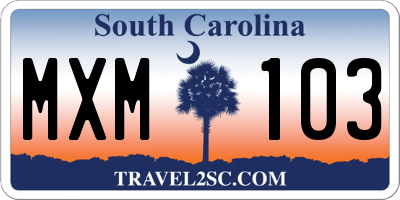 SC license plate MXM103