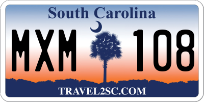 SC license plate MXM108