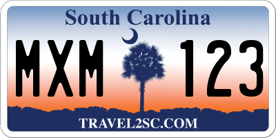 SC license plate MXM123