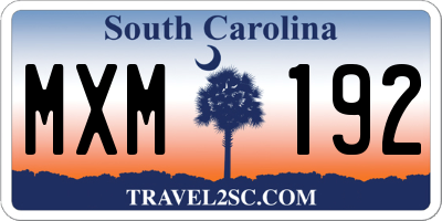 SC license plate MXM192