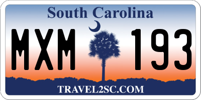 SC license plate MXM193