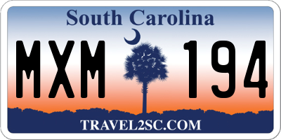 SC license plate MXM194