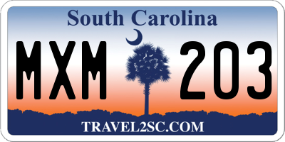 SC license plate MXM203