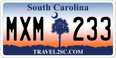 SC license plate MXM233