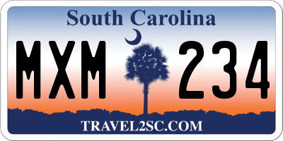 SC license plate MXM234