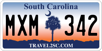 SC license plate MXM342