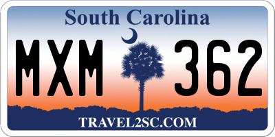 SC license plate MXM362