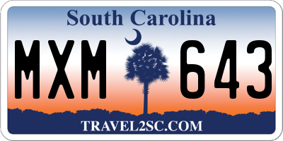 SC license plate MXM643