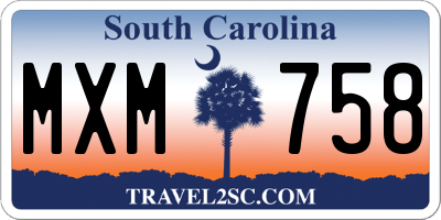SC license plate MXM758