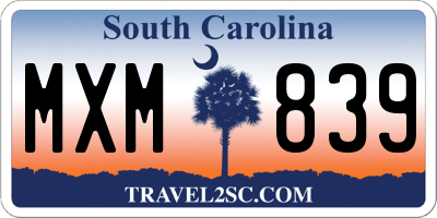 SC license plate MXM839