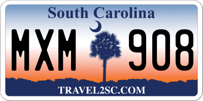 SC license plate MXM908