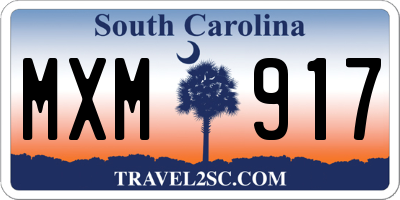 SC license plate MXM917