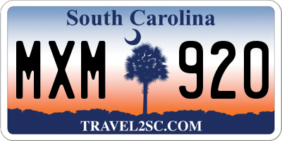 SC license plate MXM920