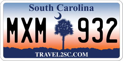 SC license plate MXM932