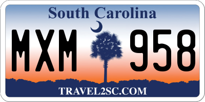 SC license plate MXM958