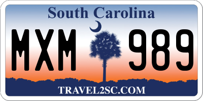 SC license plate MXM989