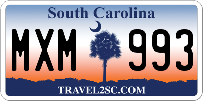 SC license plate MXM993