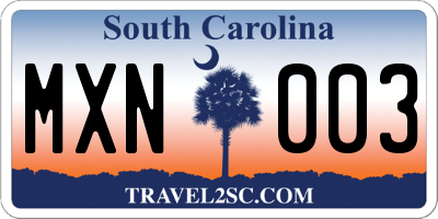 SC license plate MXN003
