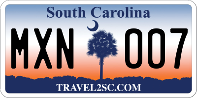SC license plate MXN007