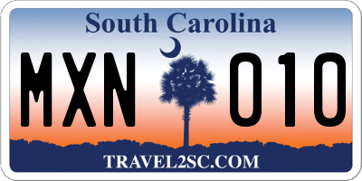 SC license plate MXN010