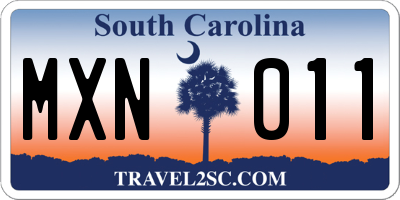 SC license plate MXN011