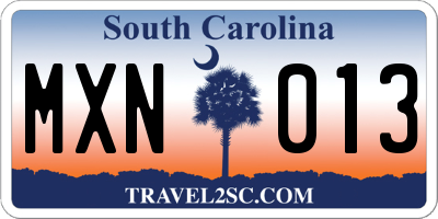 SC license plate MXN013