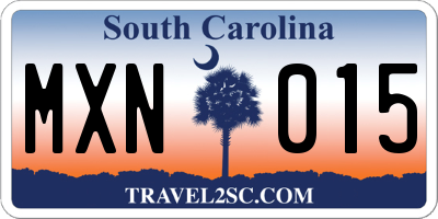 SC license plate MXN015
