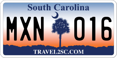 SC license plate MXN016