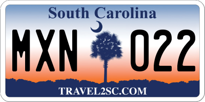 SC license plate MXN022
