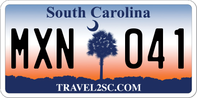 SC license plate MXN041