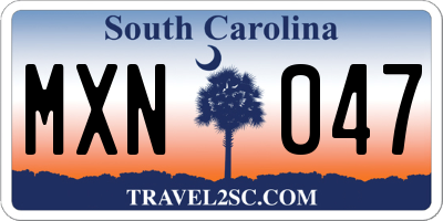 SC license plate MXN047