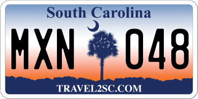 SC license plate MXN048