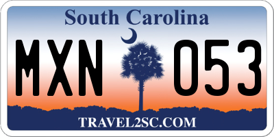 SC license plate MXN053